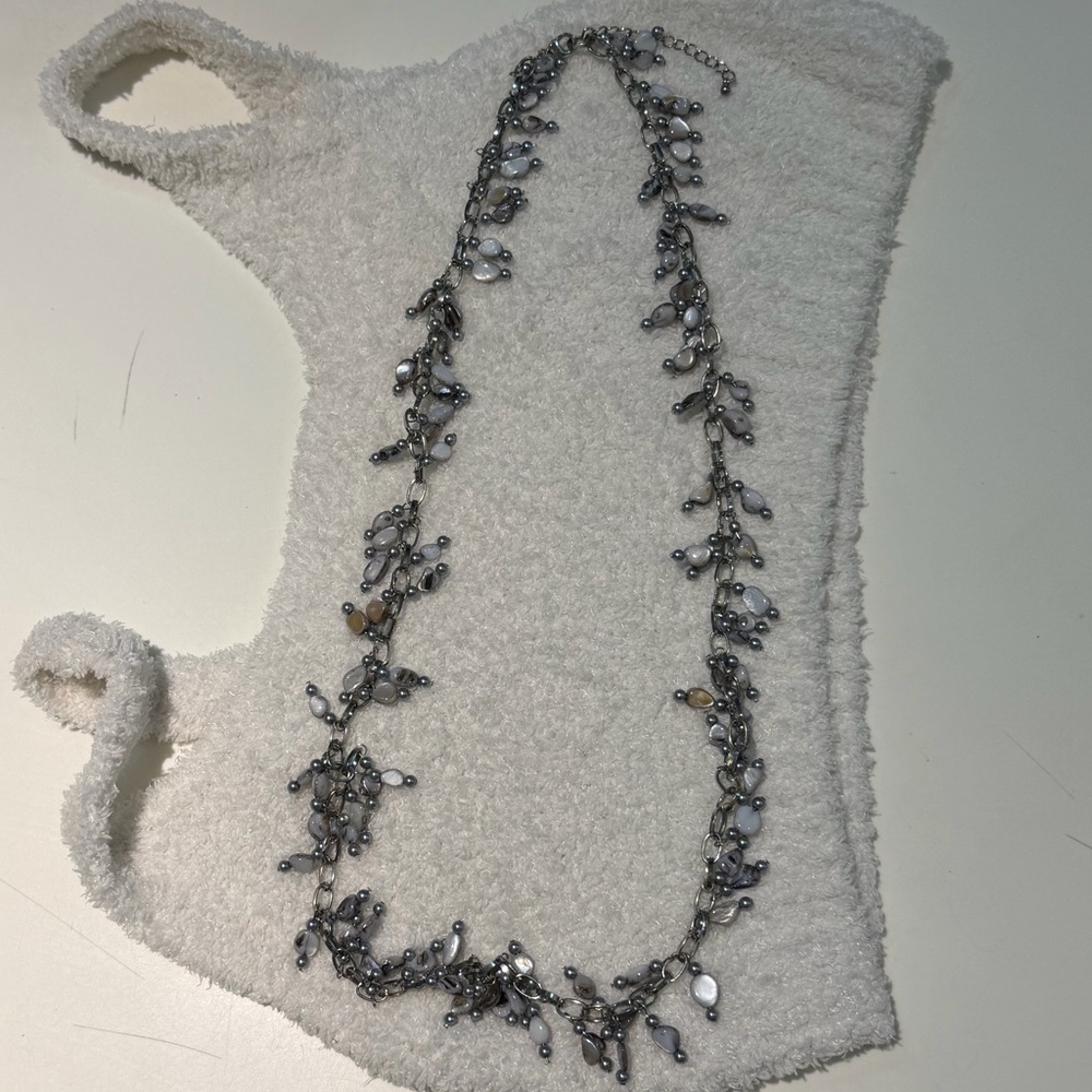 Elegant Silver and Gray Beaded Necklace